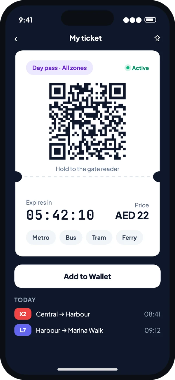 A travel pass screen